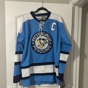 NHL Pittsburgh Penguins Blue and White Crewneck Sweater
